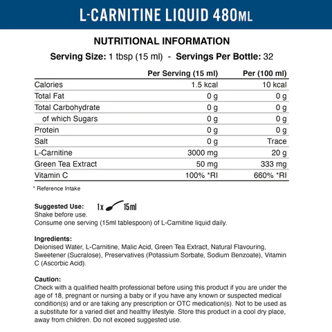 Applied Nutrition L - Carnitine 3000 Liquid 480ML - Image 2