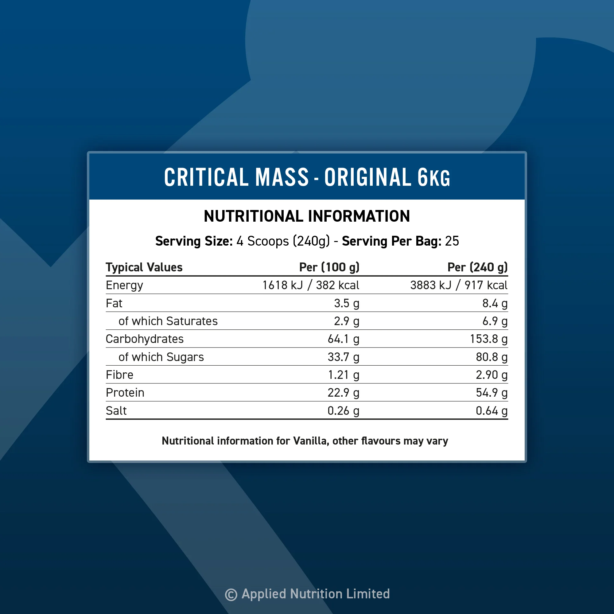 Applied Nutrition Critical Mass 6KG - Image 2